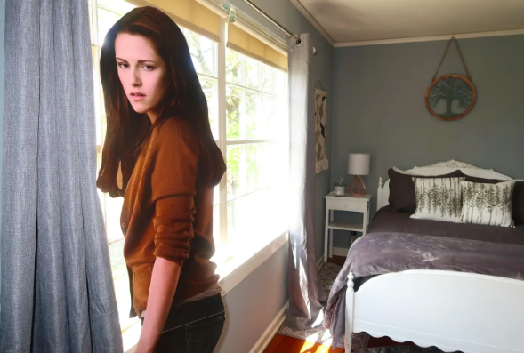 interior of AIrbnb Twilight home with a Bella Swan cutout