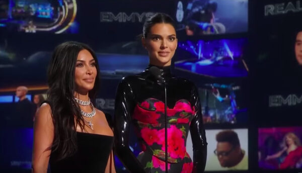 Kim Kardashian and Kendall Jenner presenting at the Emmys.