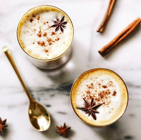 a spiked pumpkin spice latte, perfect for a girls' night in. 